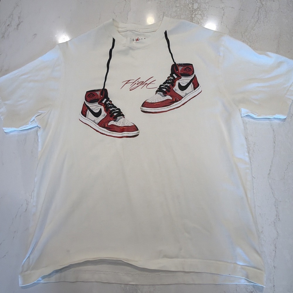 Jordan Men's Air Jordan 1 'Chicago' Flight T-Shirt Off White Sz L FD9536-133